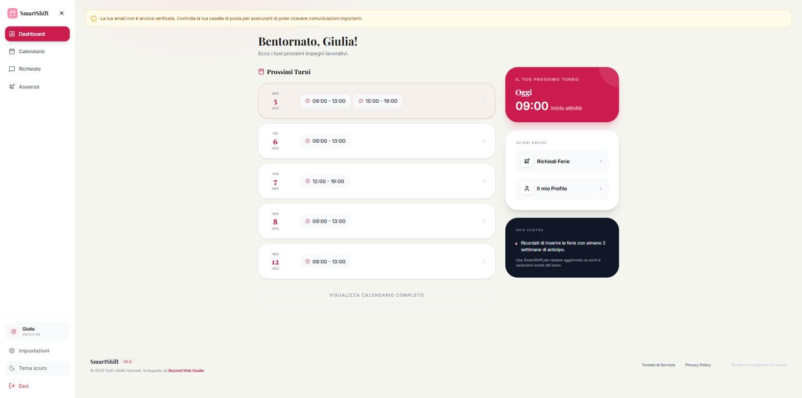 Vista dipendente di SmartShift Planner